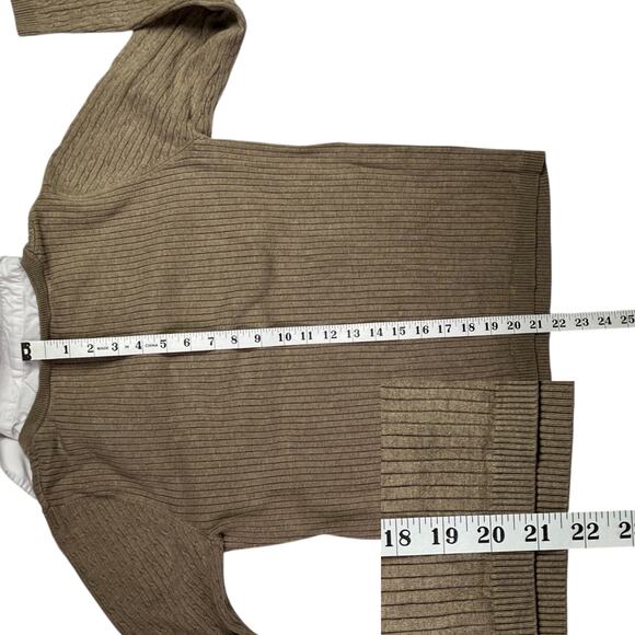 Lane Bryant Faux Layered Long Sleeve Collar Sweater V Neck Plus Size 14/16 Beige - Picture 11 of 12